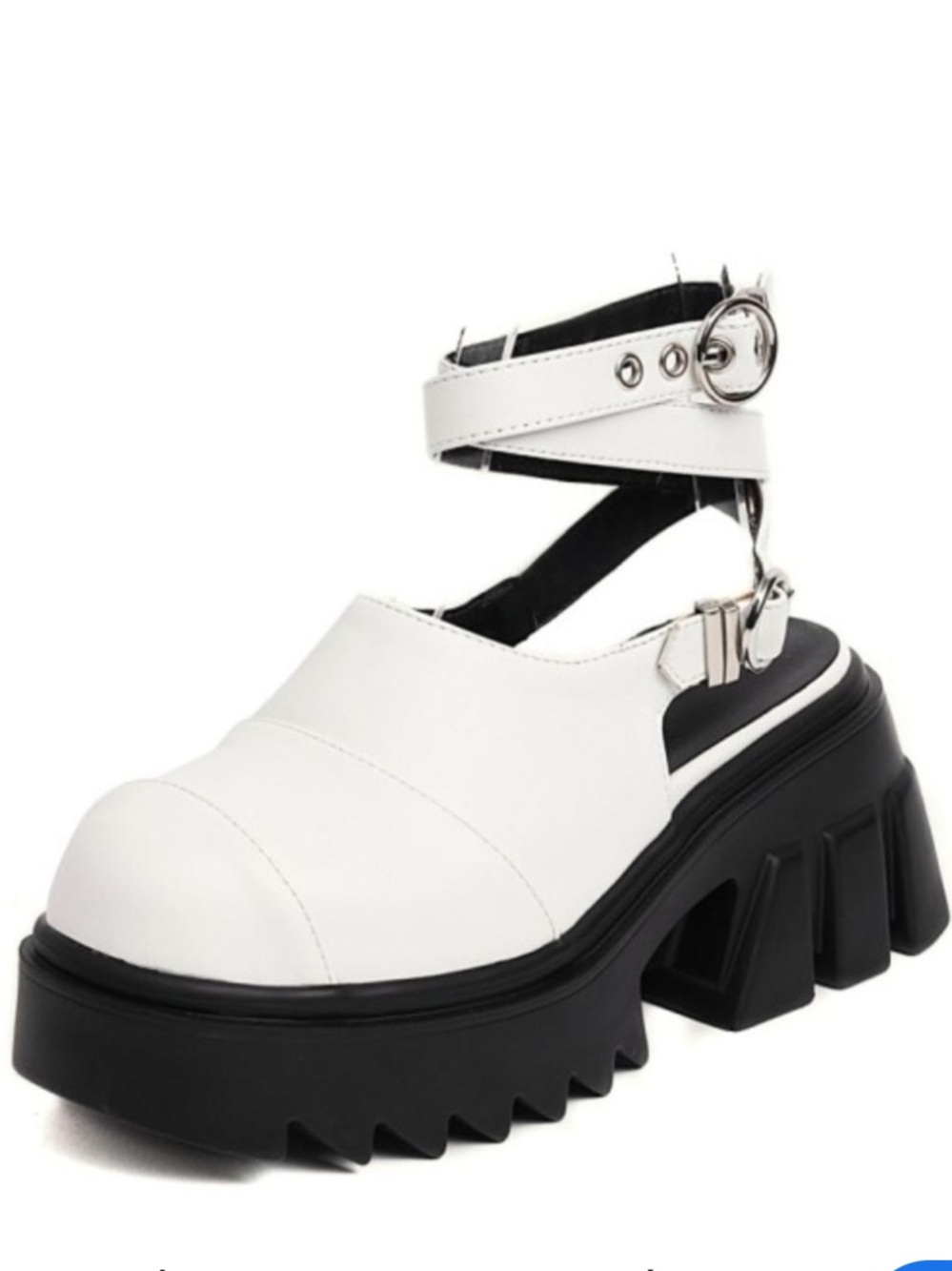 Lamoda Dolls Kill White Cross-Cross Ankle Strap Closed Toe Platform Shoes Sz 7